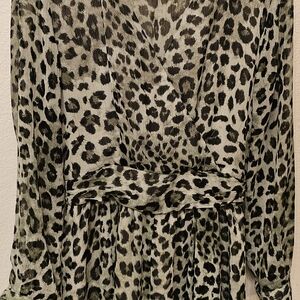 Zara Leopard Print Long Sleeve Dress in Black and Cream